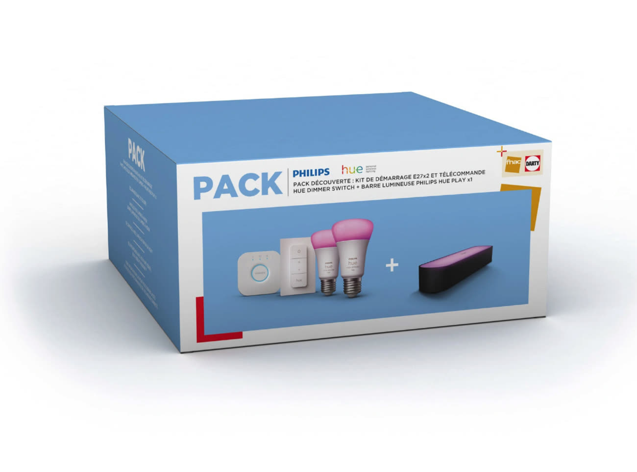 Kit de démarrage Philips Hue White : 3 ampoules E27 + pont + télécommande -  Ampoule connectée - Achat & prix