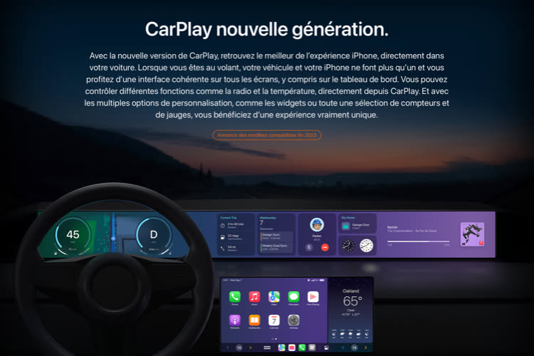 image en galerie : Le site d’Apple promet toujours la liste des voitures compatibles avec le nouveau CarPlay pour la fin 2023