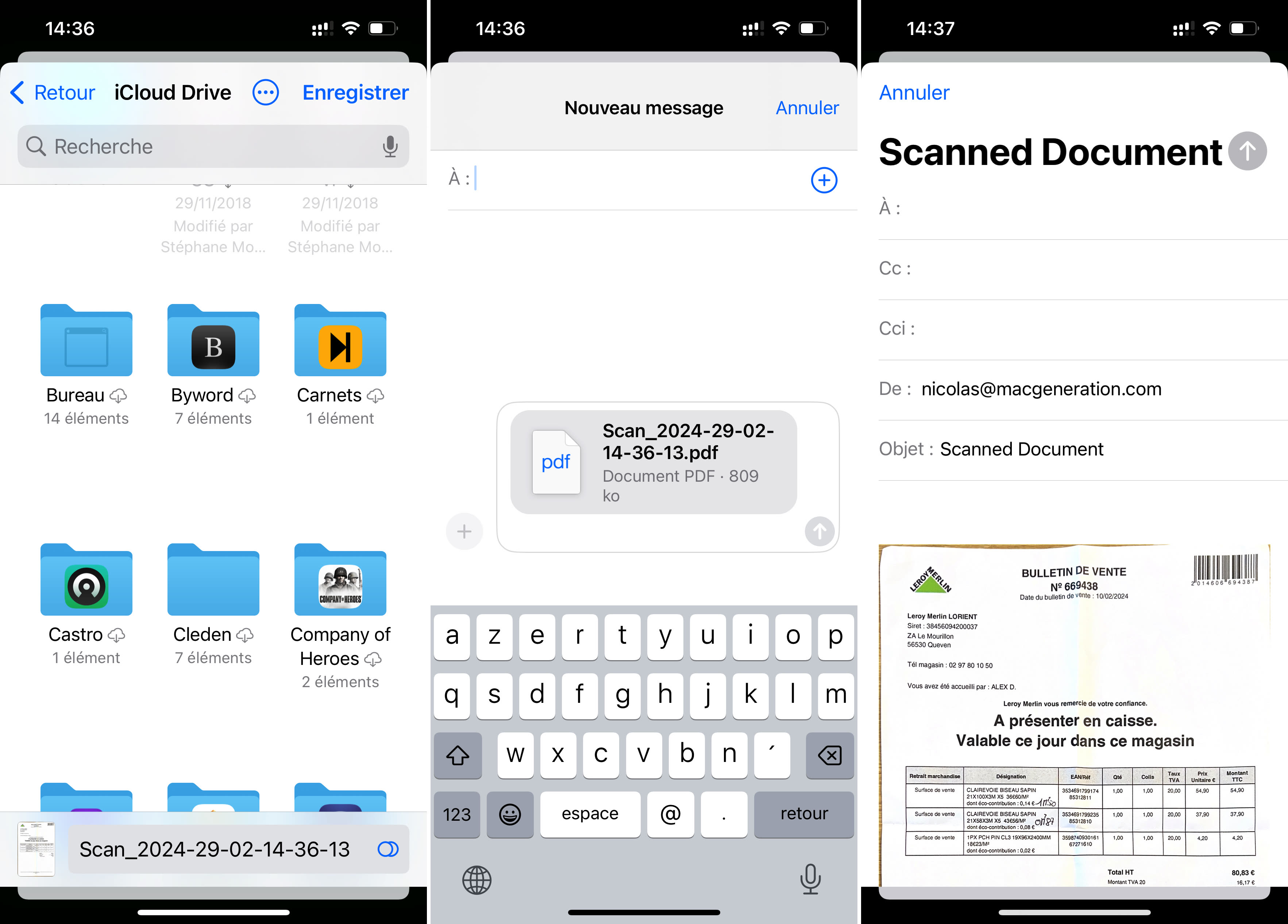 Simple Scan numérise des documents avec un iPhone et les transfère dans