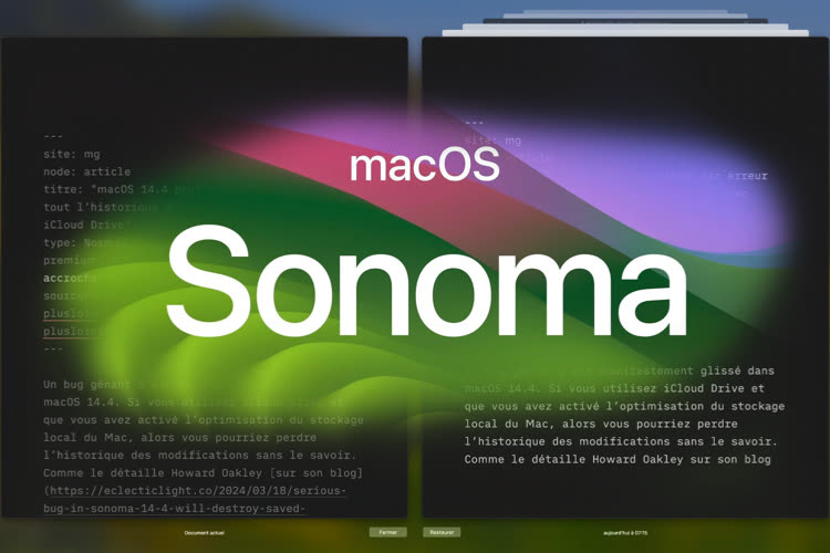 macOS Sonoma pouvait supprimer par erreur tout l’historique d’un fichier iCloud Drive 🆕