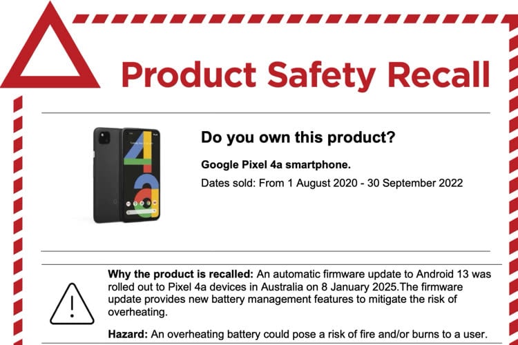 Il y a bien un risque d'incendie avec certains Pixel 4a selon les autorités australiennes