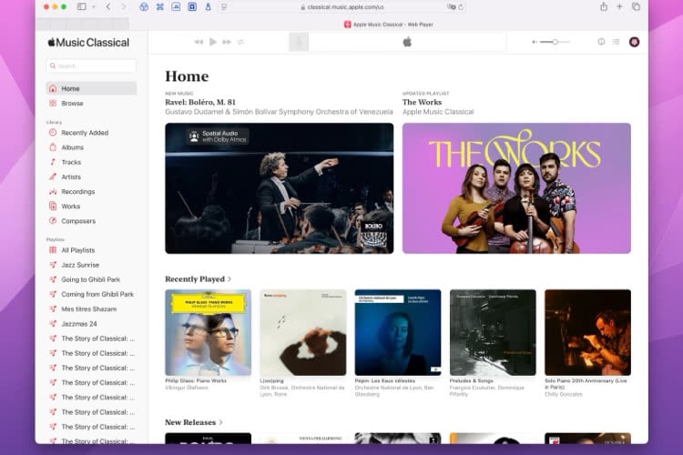 Apple Music Classical est maintenant disponible sur le web