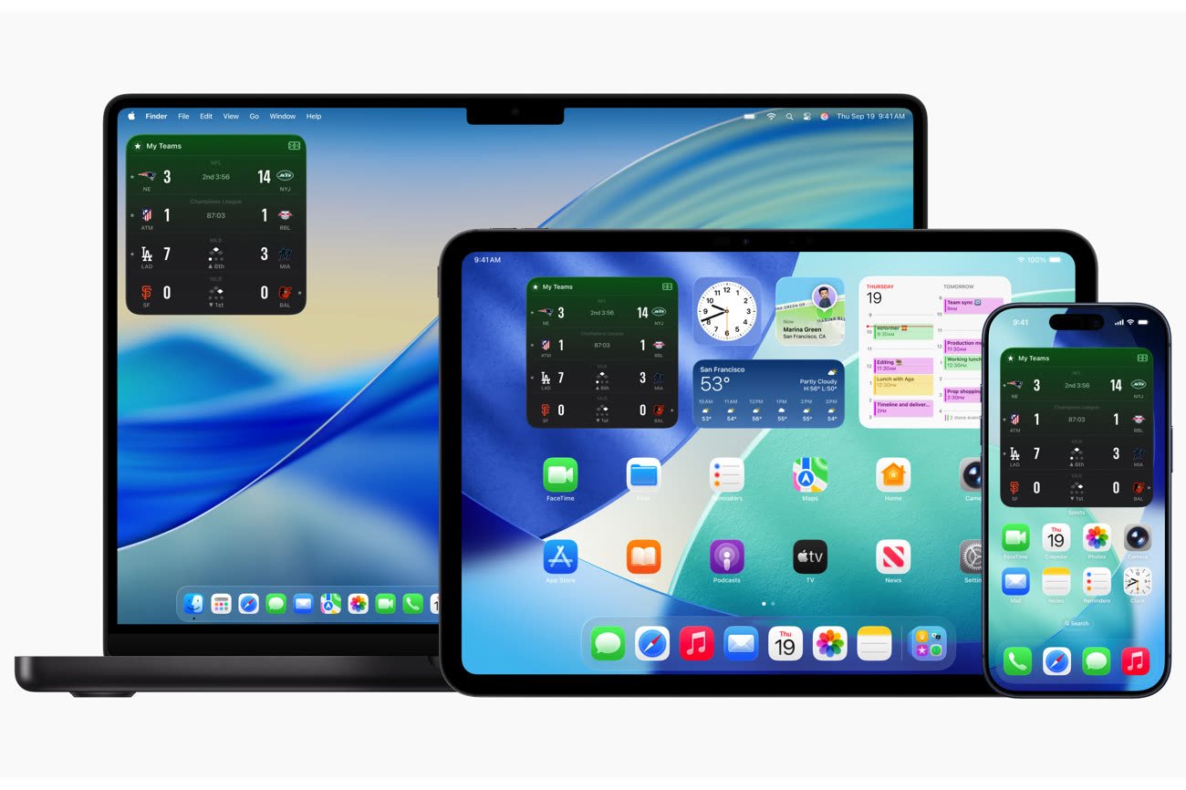 Même si Apple Sports est réservée à l’iPhone, on peut avoir son widget un peu partout. Image Apple.