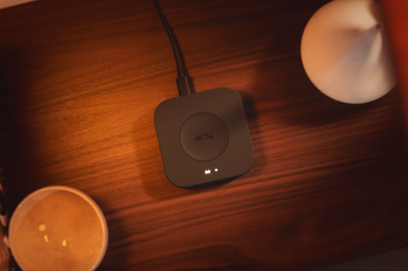 Le nouveau Bridge Pro de Hue est dédié à la gestion du réseau Zigbee des éclairages de la marque et il sera le seul à proposer toutes les fonctionnalités. Image Signify.