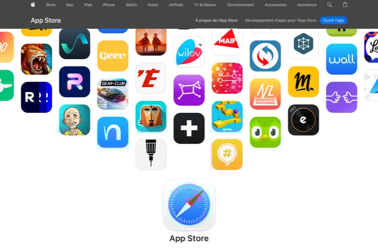 L’App Store s’affiche en totalité dans un navigateur web