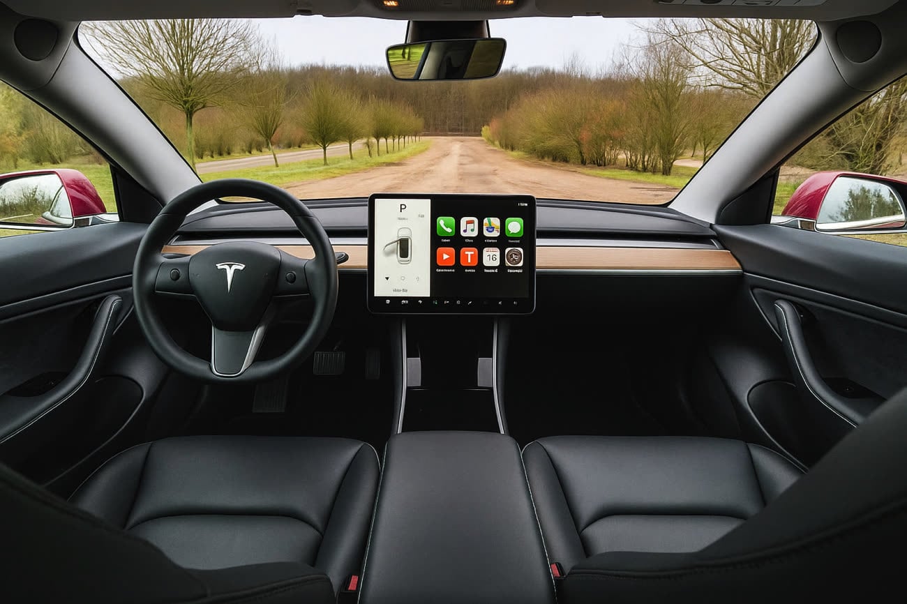 CarPlay bientôt sur Tesla ? Image générée par IA