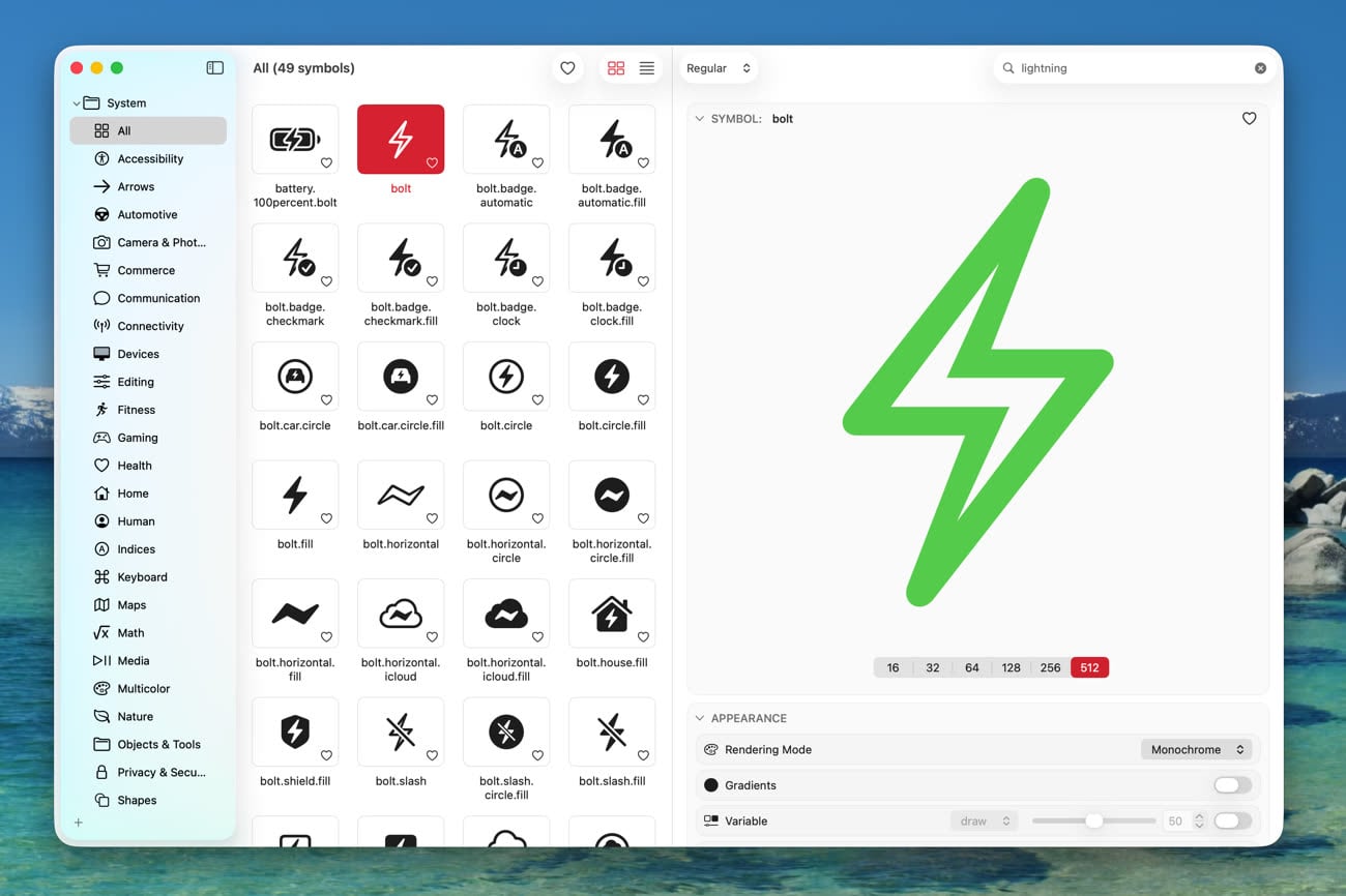 SF Symbols Lite en action. Image MacGeneration.