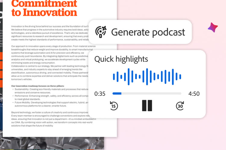 Acrobat Studio génère des présentations et des podcasts à partir de PDF