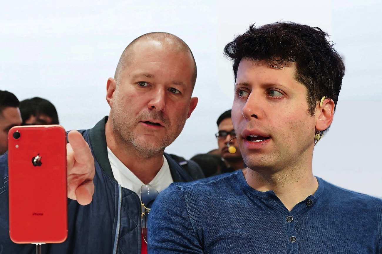 Jony Ive et Sam Altman, dans une fausse discussion générée par un humain. Images Apple et TechCrunch (CC BY 2.0), montage MacGeneration.