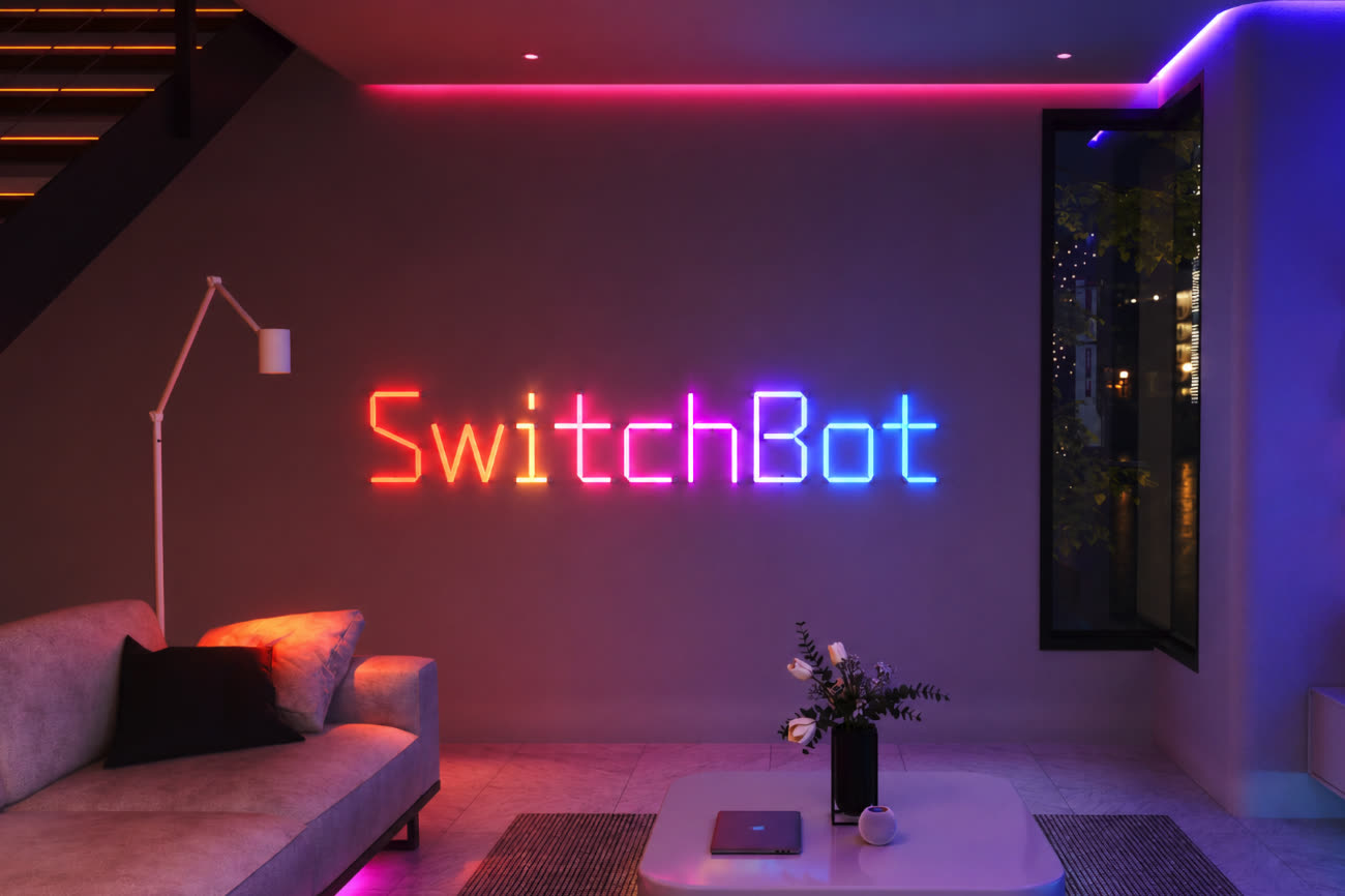 SwitchBot écrit avec les produits de Nanoleaf. Image Nanoleaf modifiée à l’aide d’une IA.