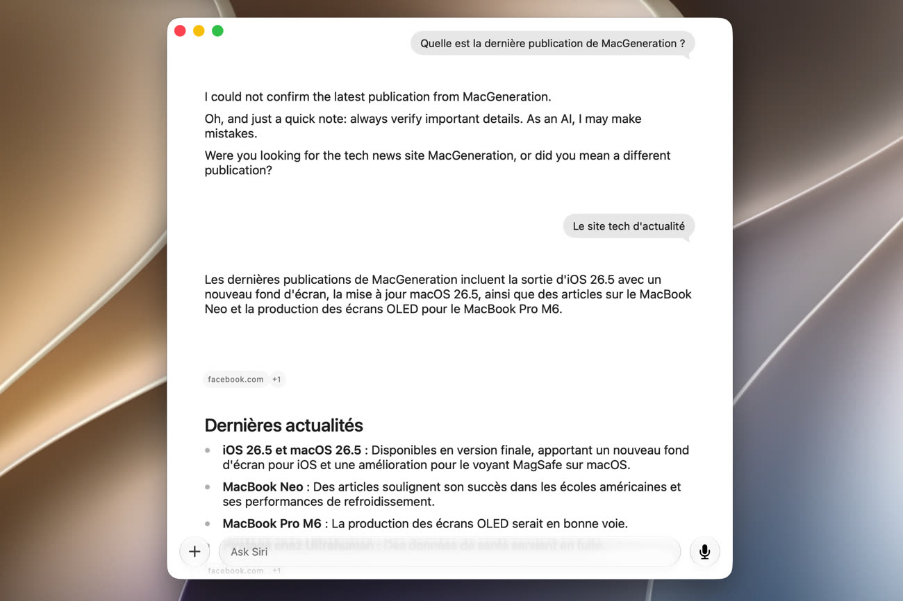 On a publié d’autres articles depuis la sortie des OS 26.5, qui remonte au mois de mai. Image MacGeneration.