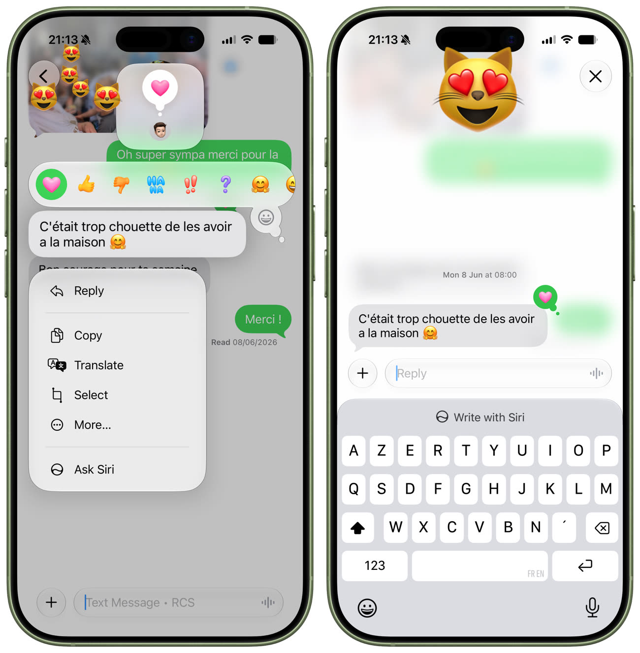 iOS 27 b2 permet de répondre directement à un message RCS. Image iGeneration.