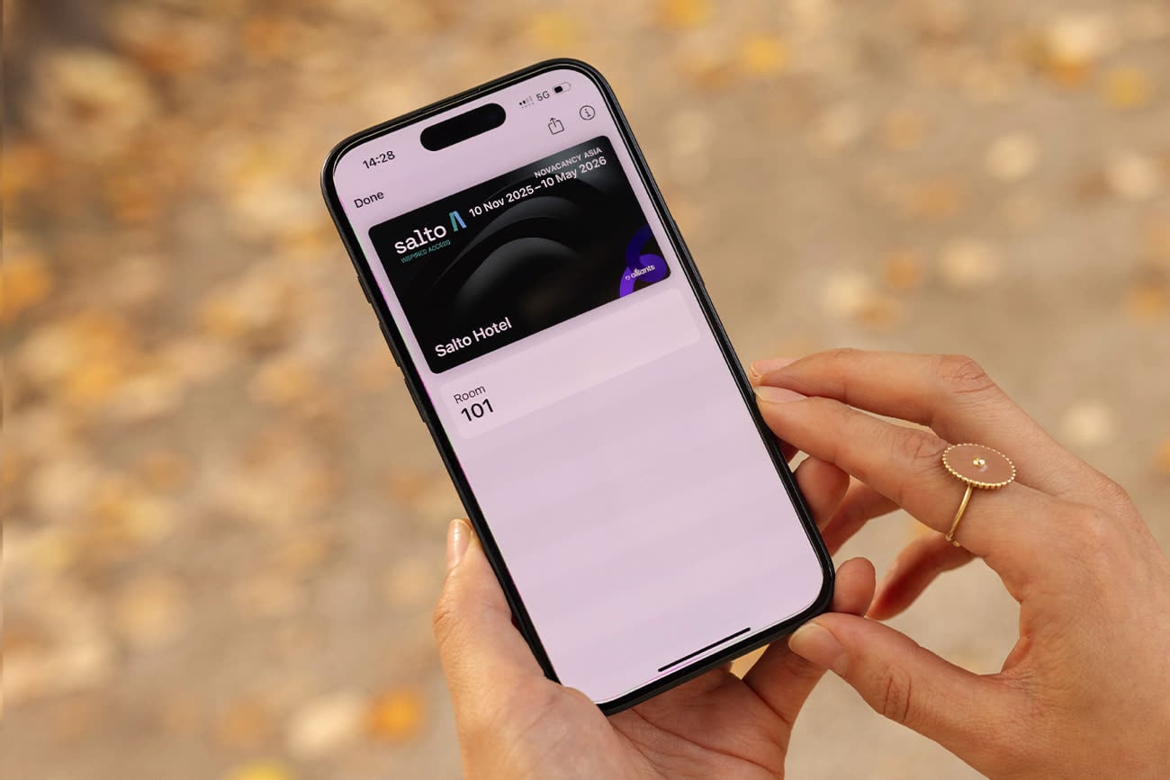 Une clé de chambre dans l’app Cartes d’un iPhone. Image Salto Systems.