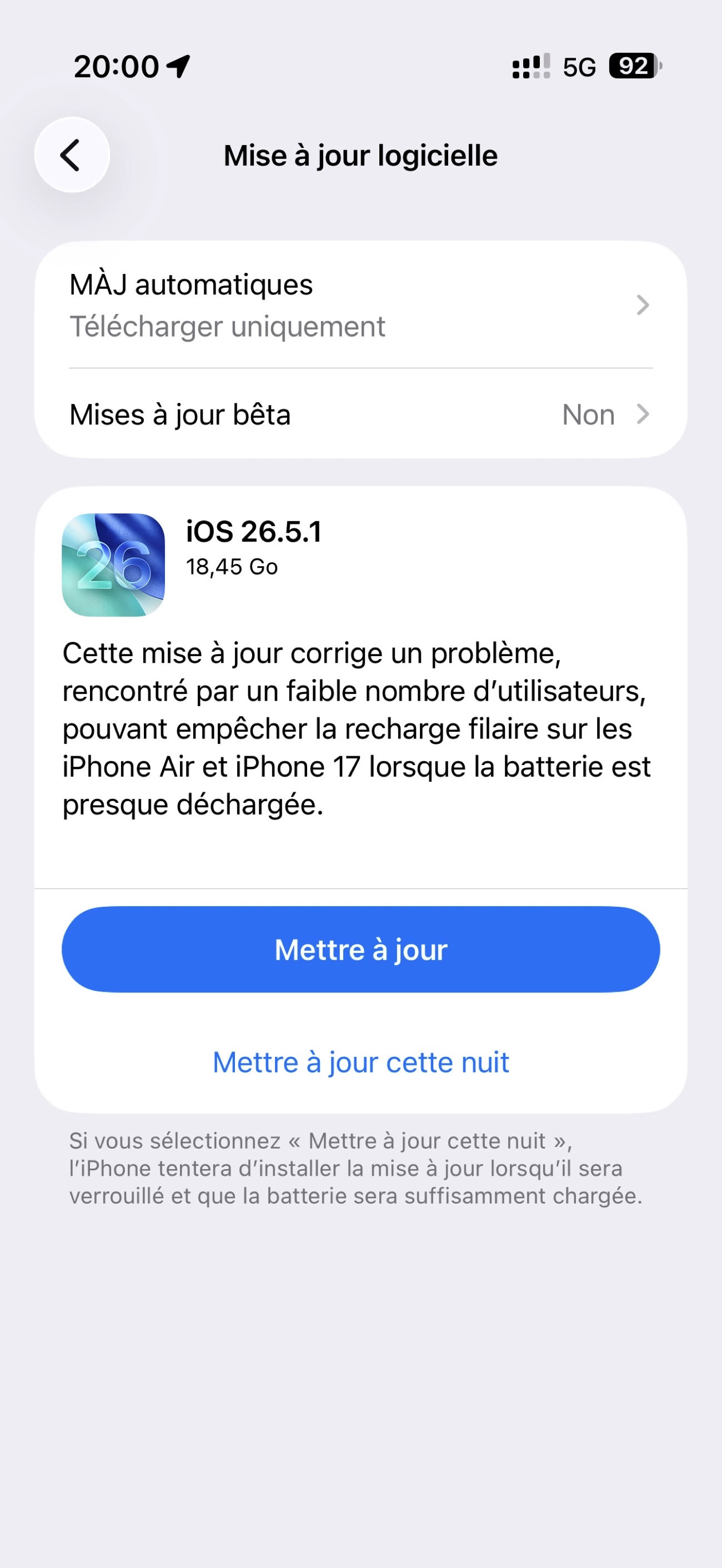 Le poids de la mise à jour varie fortement d’un appareil à l’autre… Image iGeneration.