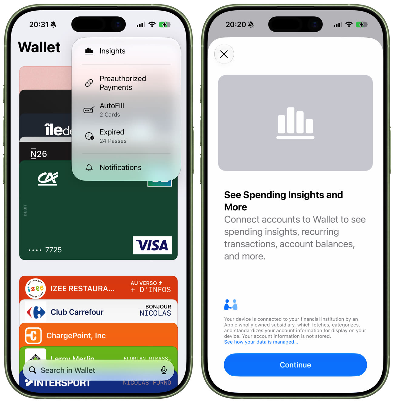 Le nouveau bouton Insights dans Cartes à gauche, l’écran intermédiaire qui ne mène à rien de nouveau à droite. Image iGeneration.
