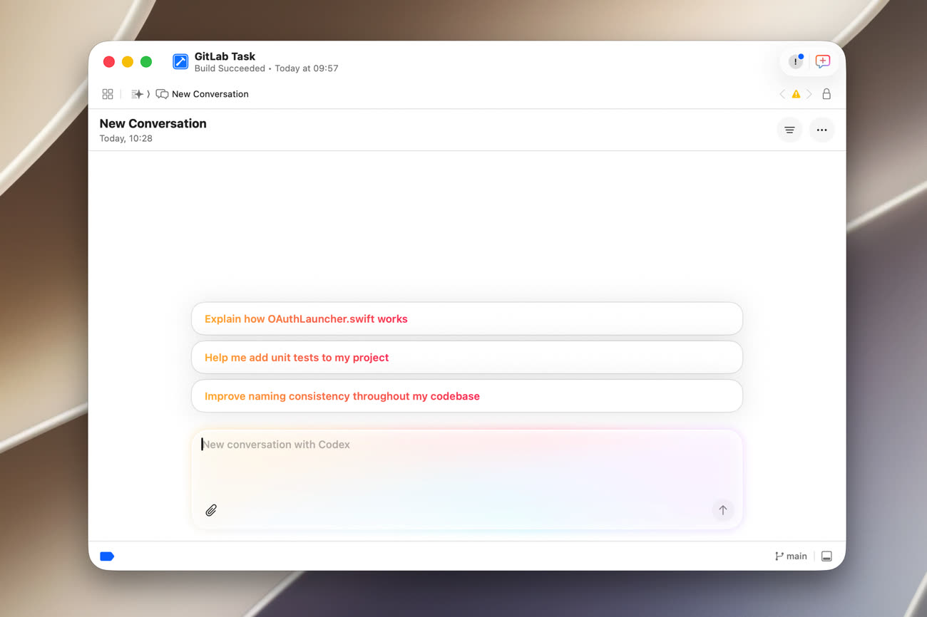 Xcode 27 reste un outil complet et complexe, mais Apple permet de simplifier son interface à l’extrême et de ne garder que la conversation avec un modèle. Image MacGeneration.