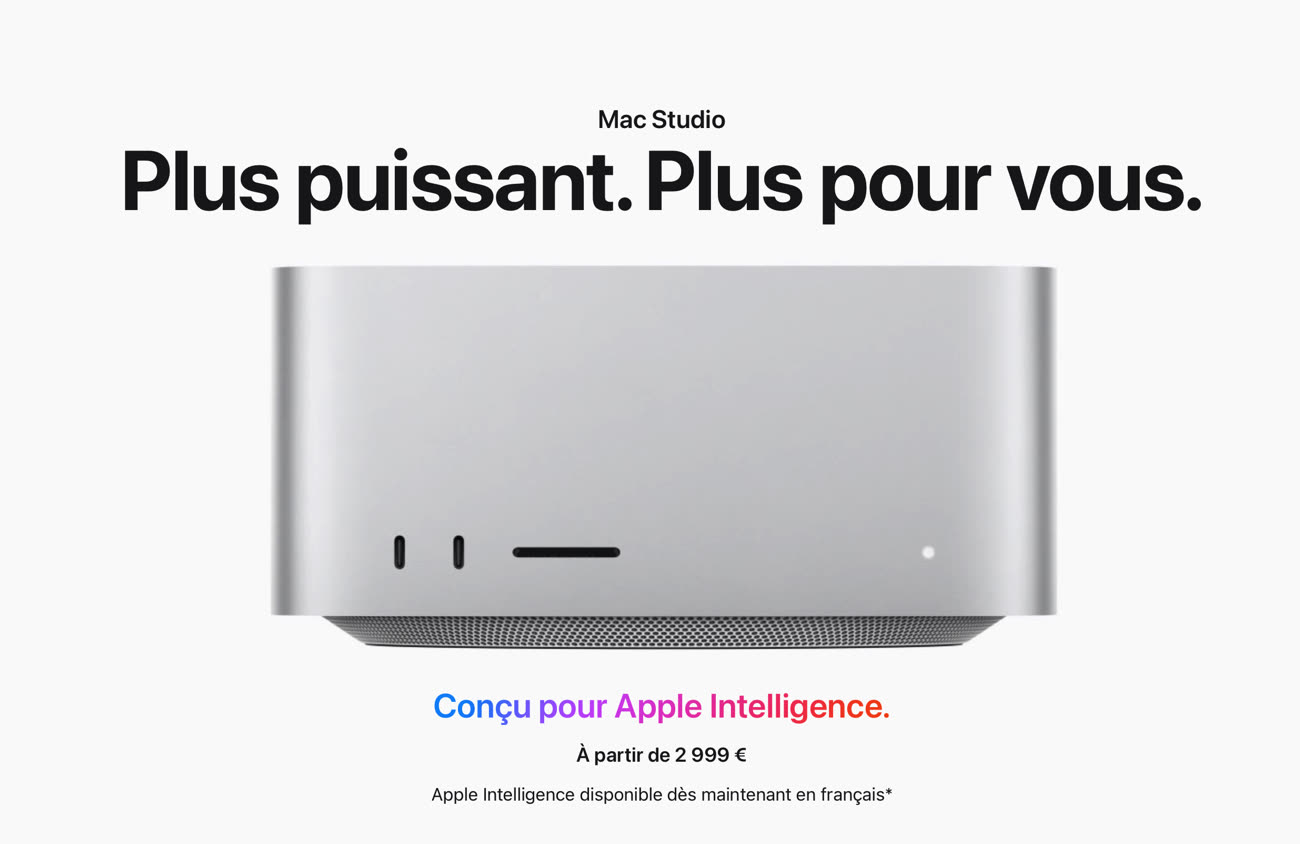 « Plus pour vous », dit le site d’Apple. C’est clair que plus grand monde va pouvoir s’offrir un Mac Studio désormais… Image MacGeneration.