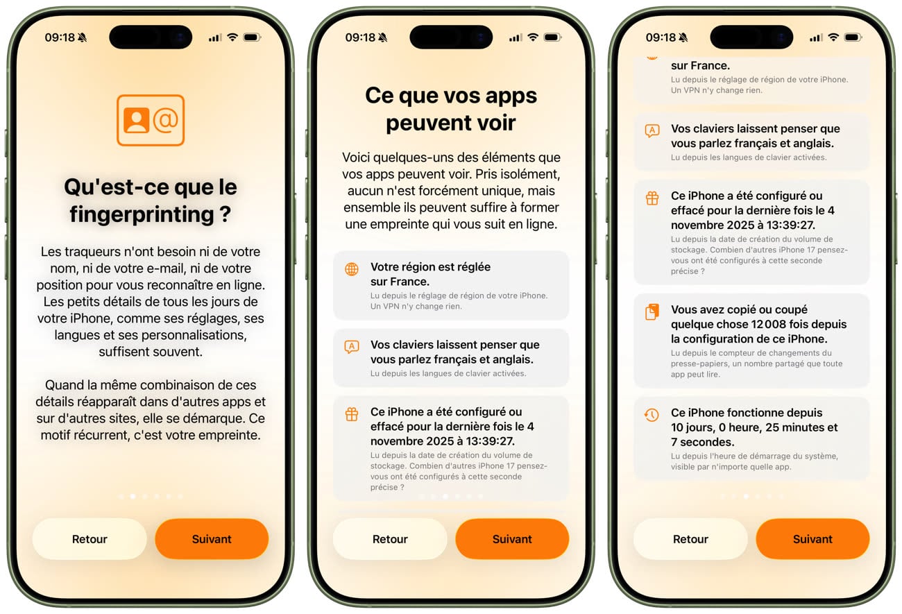 Lors de la première ouverture, Loupe explique le principe et met en avant quelques données importantes fournies par l’appareil utilisé. Image iGeneration.