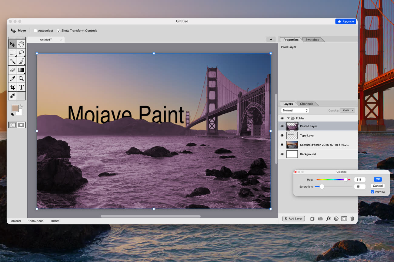 Mojave Paint en action, sous macOS 27. Image MacGeneration.