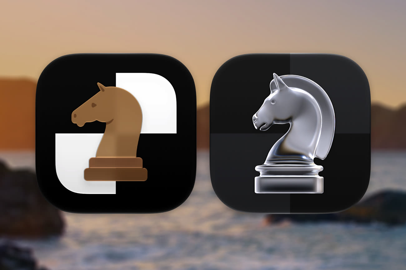 L’icône d’Échecs, sous macOS 27 b4 à gauche et macOS 27 b4 à droite. Image iGeneration.