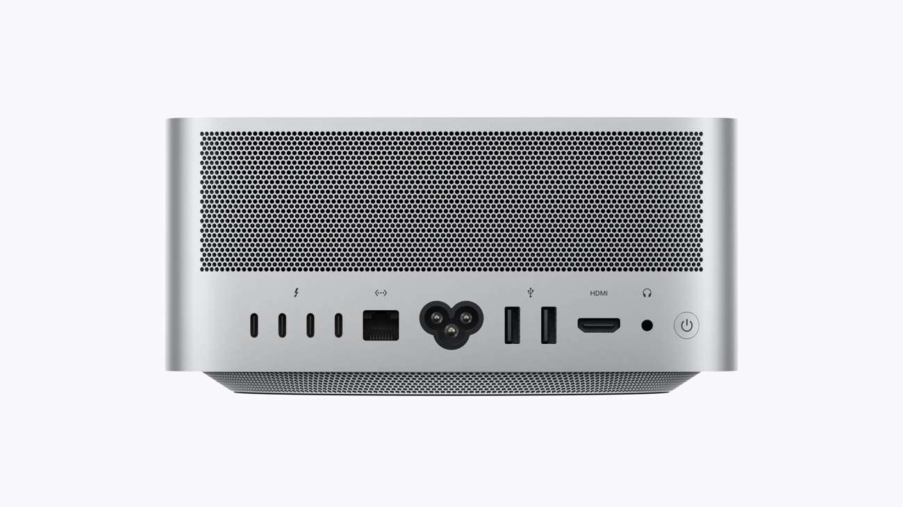 La connectique n’évolue pas sur le plan visuel, mais les prises Thunderbolt passent à la 5e génération. Image Apple.
