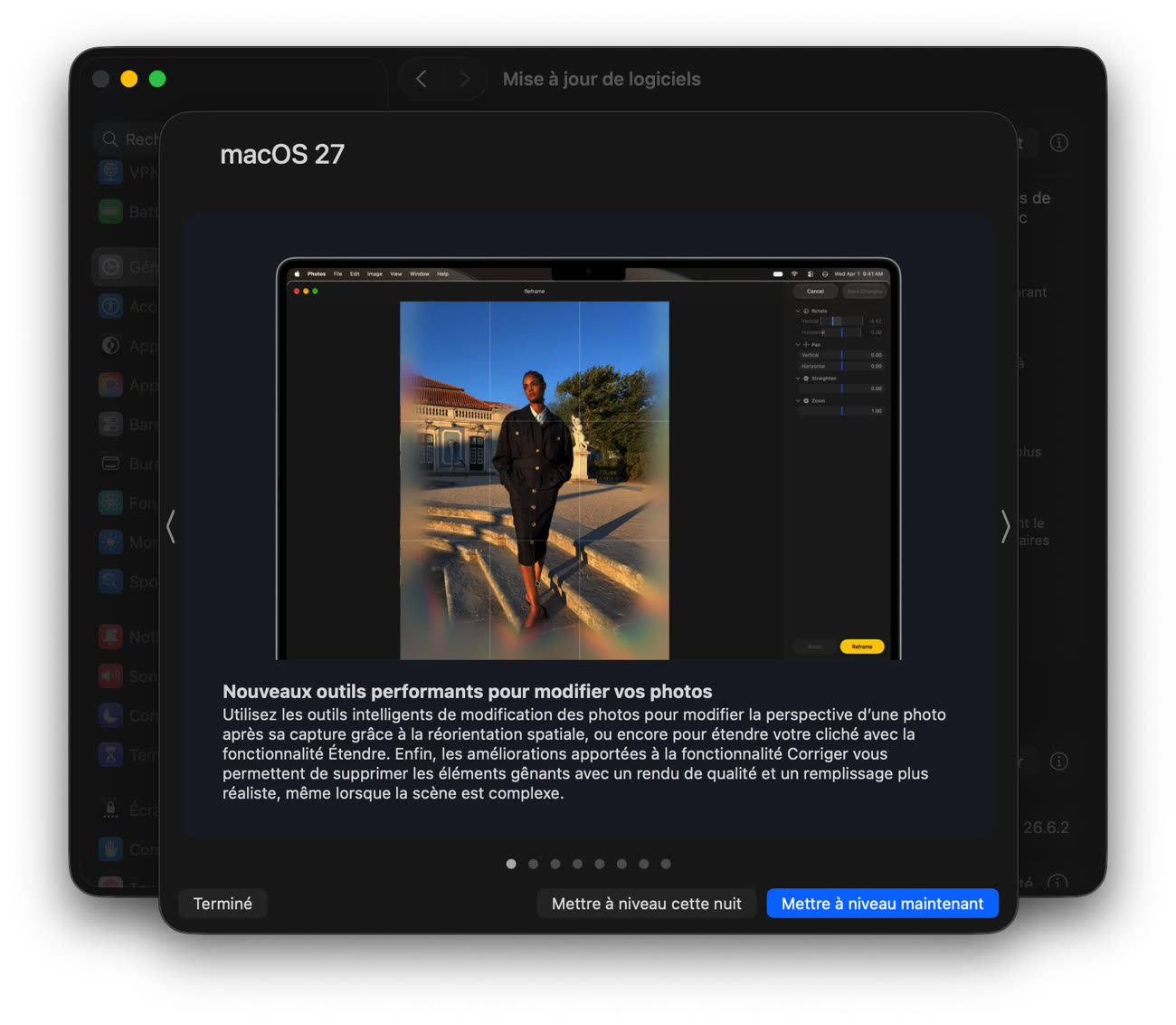 L’une des nouveautés de macOS 27 mise en avant par Apple avant de lancer l’installation. Image MacGeneration.