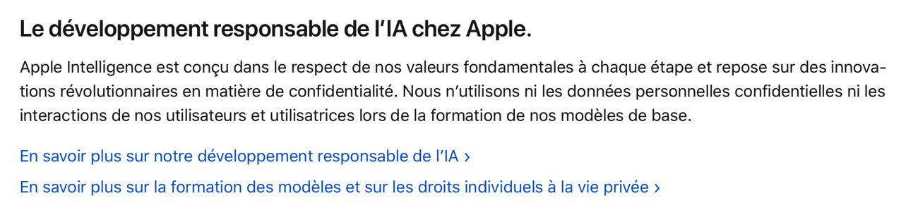 La page française n’a pas été mise à jour et n’indique aucun changement de politique… Capture site Apple, image MacGeneration.